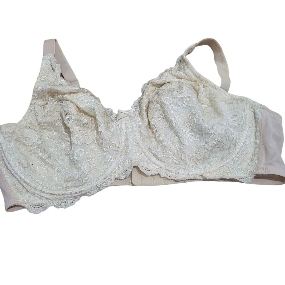 Leading Lady Bra 44D Womens Cream Lace Underwired Full Coverage Adjustable Strap